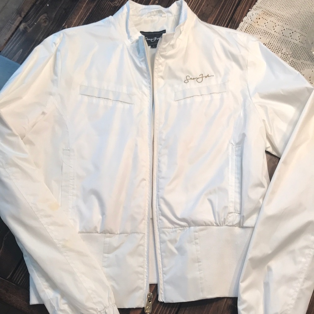 BRAND New! Sean John white crop rain jacket